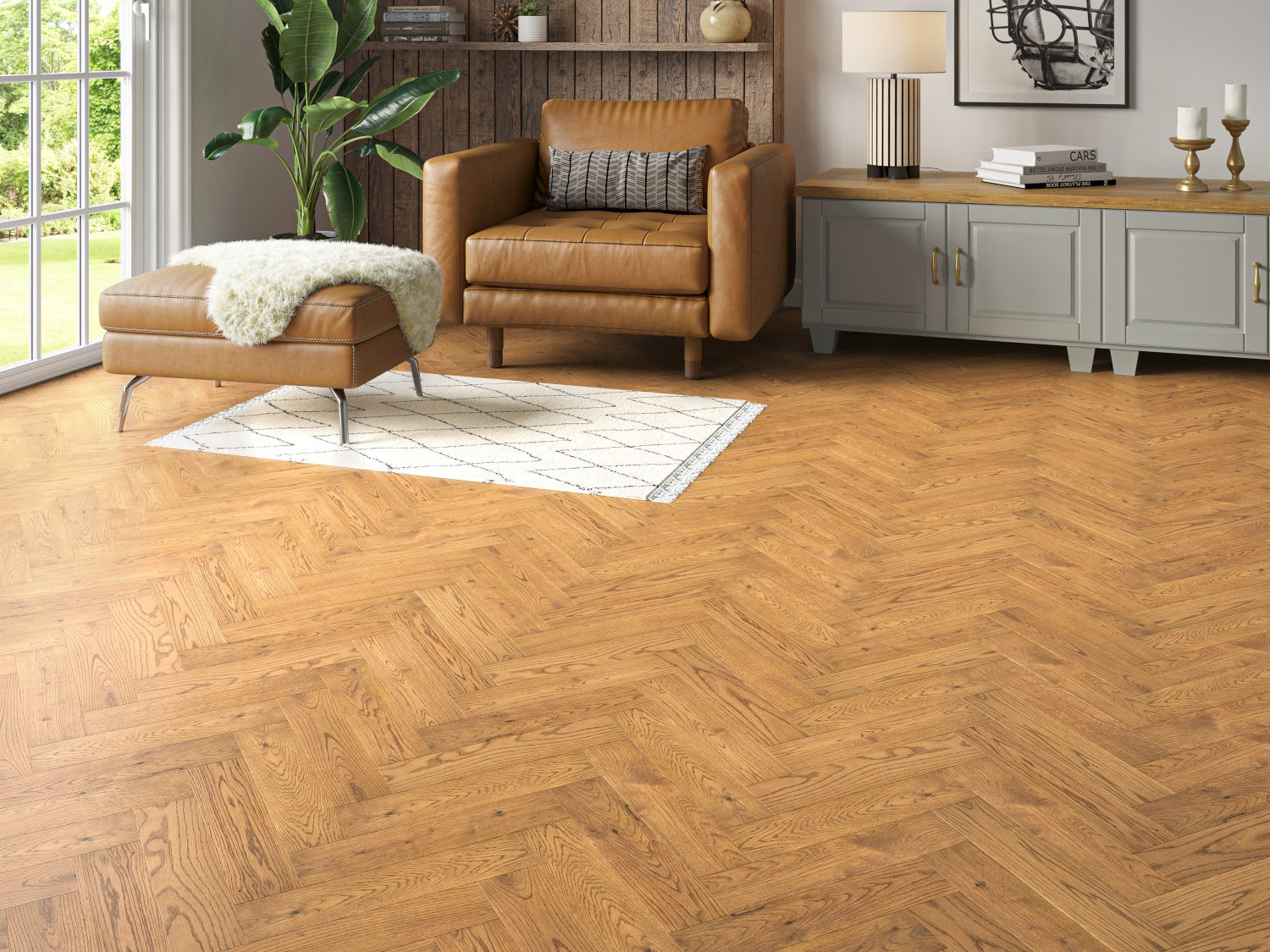Golden-20/6 Engineered Oak-Herringbone image 1