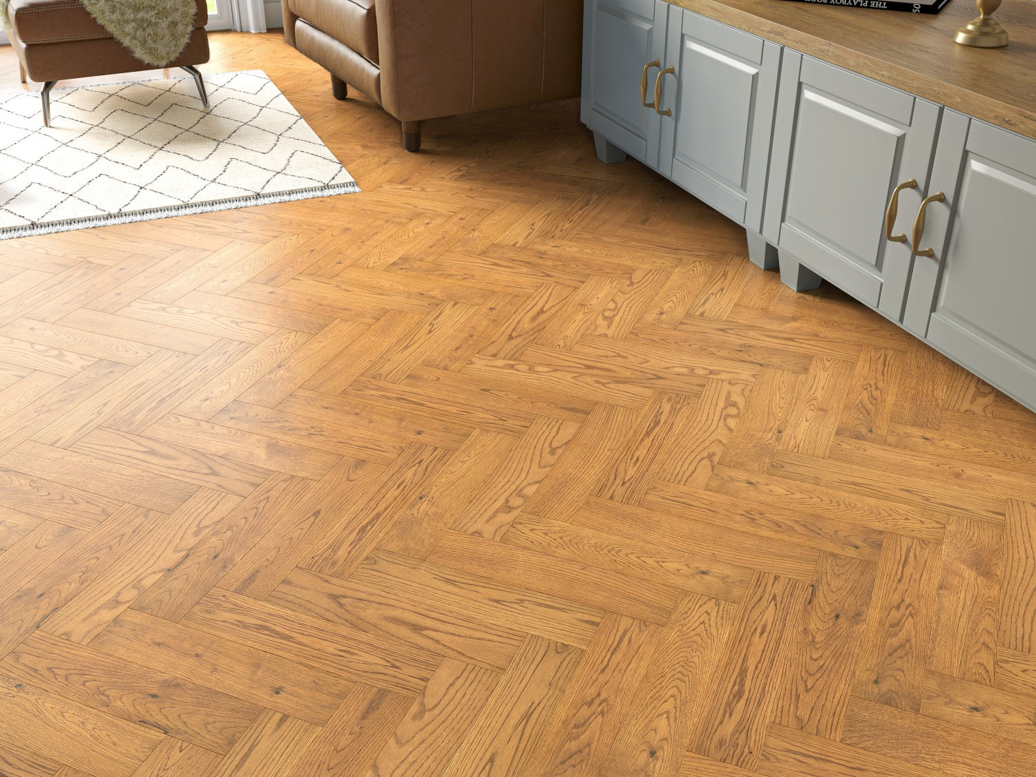 Golden-20/6 Engineered Oak-Herringbone image 0